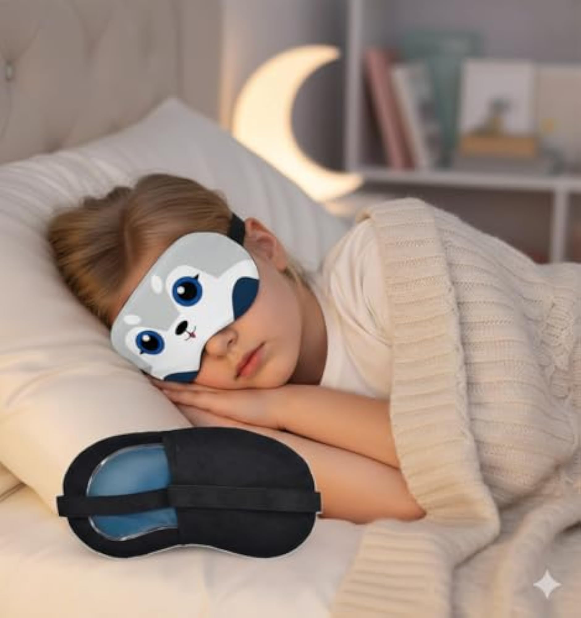 2-in-1 Soothing Eye Mask with Removable Gel Pack, Cartoon Design