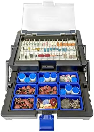 LINE10 Tools 500pc Rotary Tool Accessories Kit with Cantilever Storage Organizer Case Box Set, Compatible with Dremel, Versatile Rotary Tool Attachments and Bits for DIY Projects