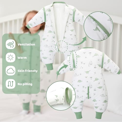 Image of LAT Winter Baby Sleep Bag with Feet,3-way zip Wearable Blanket with Removable Sleeves,Warm Sack for Toddler 2.5 TOG
