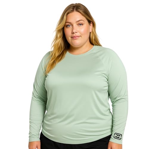 Billabong-Plus-Size-Rash-Guard-for-Women-UPF-50-Long-Short-Sleeve-Swim-Shirt Billabong Plus Size Rash Guard for Women, UPF 50+ Long & Short Sleeve Swim Shirt - Image 1