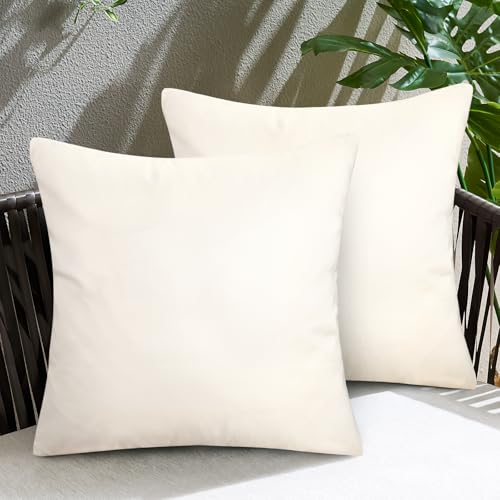 BonBotimen Fodera per Cuscini 40 x 40 cm Bianche Impermeabili per Outdoor, Moderne e Resistenti Fodere in Poliestere, Cuscini Decorativi per Divano, Giardino, Balcone e Camera da Letto, Set da 2
