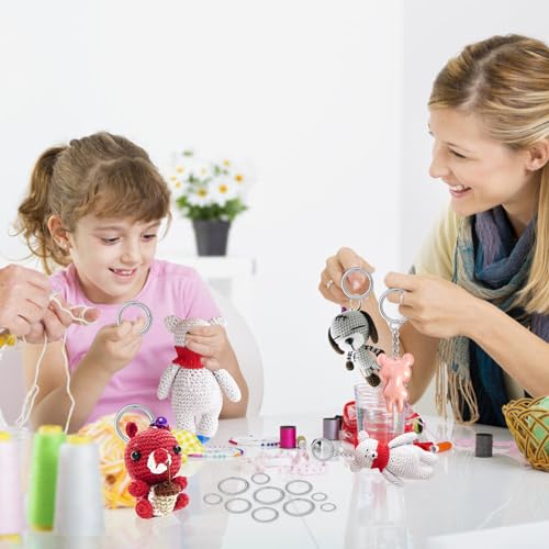 HavaCue 40 Stück Karabiner Rund 4 Größen O-Ring Karabiner,20/24/27/33mm Karabinerhaken Rund Silber Runde Karabiner,Metall Karabiner Ring für Taschen Geldbörsen DIY Handwerk