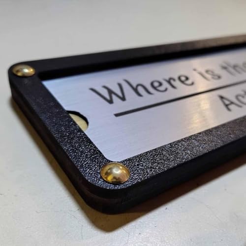 Image of Sliding Door Sign Board with In /Out Status | Personalised Name Plate Display | MDF Base with Gold /Silver ABS Acrylic | Office, Cabin, Toilet, Room Sign (11.5 x 3 Inch)
