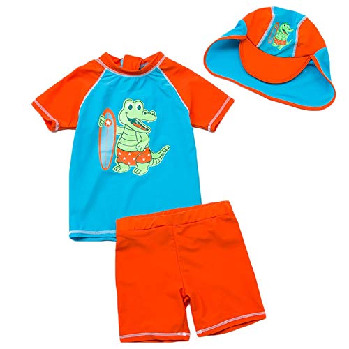 Swimwear Baby Boys Two Pieces Short Sleeve Dinosaur Swimwear Sun Protection UPF50+ Rash Guard Bathing Suits 3T