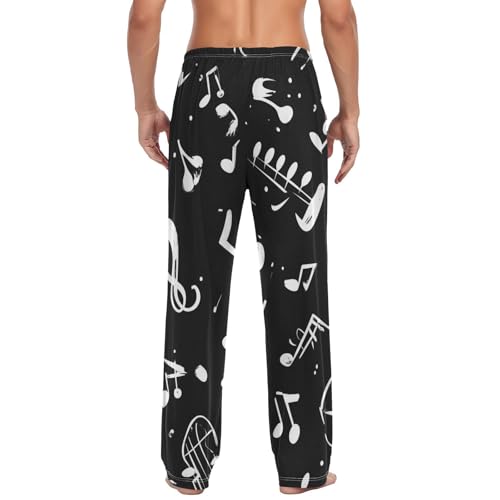 Music Note Print Pajama Pants for Men Comfort Sleep Lounge Bottoms Straight-fit with Pockets S-XXL2
