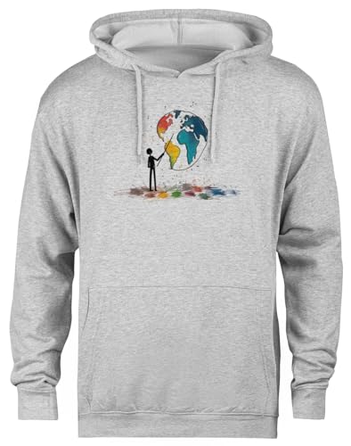 Pull à capuche gris de sport sweat unisexe confortable style urbain Peindre Le Monde