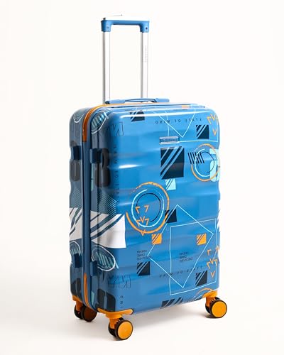 Image of Trolley Bag Set of 2 Blue 55cm & 65cm | Polycarbonate Suitcase for Travel | Hard Luggage with 360 Spinner Wheels | TSA Lock, Antitheft Zipper & Dual Cover Interior Manchester