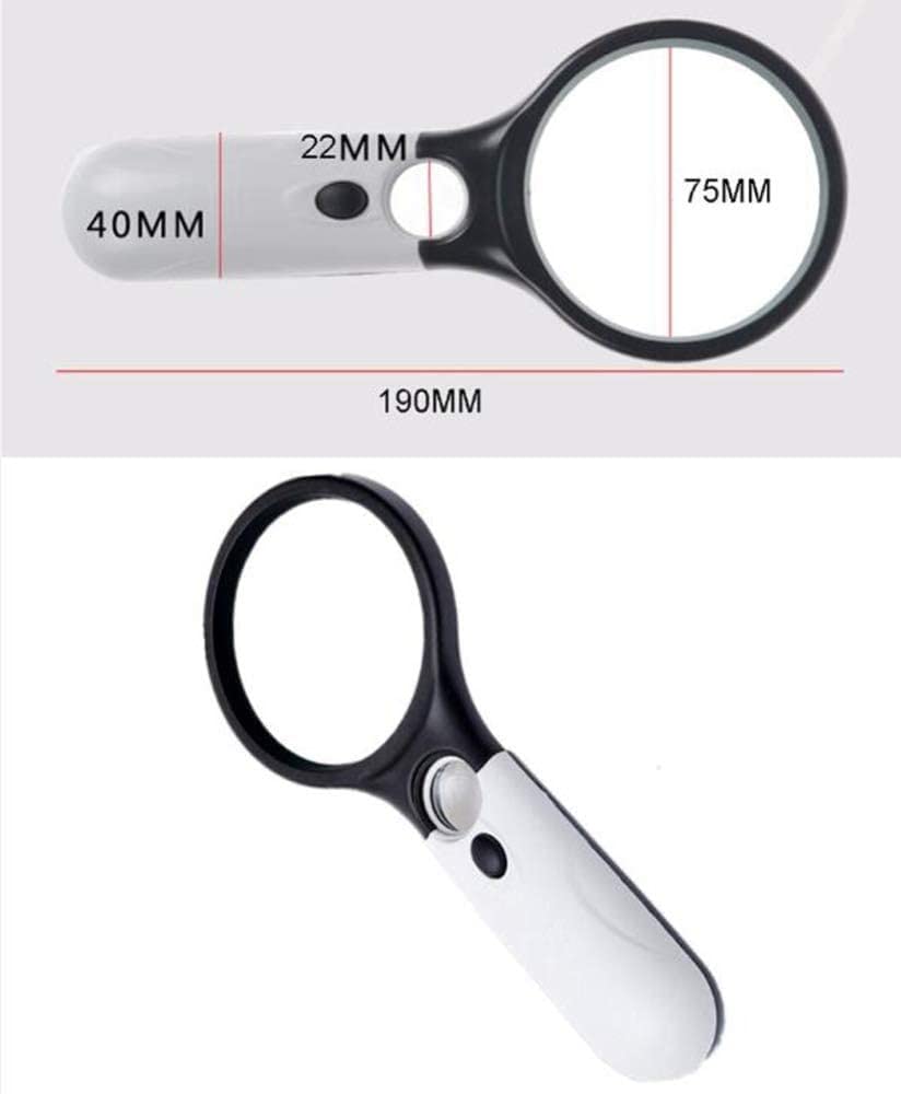 Lupas de Mano con luz LED, 3X-45X de Alto Aumento, Ideal para Personas Mayores Que Buscan Lectura, aficiones, Reparaciones y joyería.