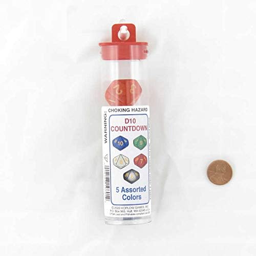 Assorted Color Transparent Countdown D10 20mm (25/32in) Pack of 5 Koplow Games