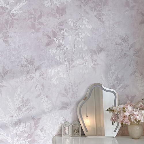 Safiyya Purple Peel and Stick Wallpaper Vintage Botanical Contact Paper Renter Friendly Floral Wallpaper 78.7x17.3Removable Wall Paper Self-Adhesive for Bathroom Waterproof Vinyl Rolls
