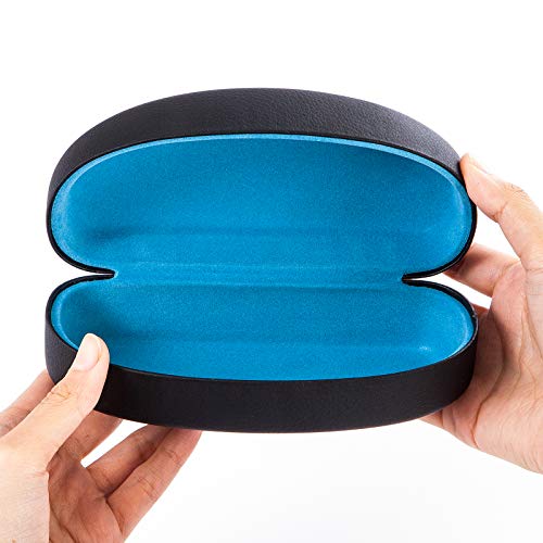 Image of TRIUMPH VISION Sunglasses Case Hard Shell Glasses Case Eyewear Eyeglasses | Sunglass Eyeglass Hard Case for Women and Men Metal PU Leather Lined Storage with Microfiber Cleaning Cloth Protection