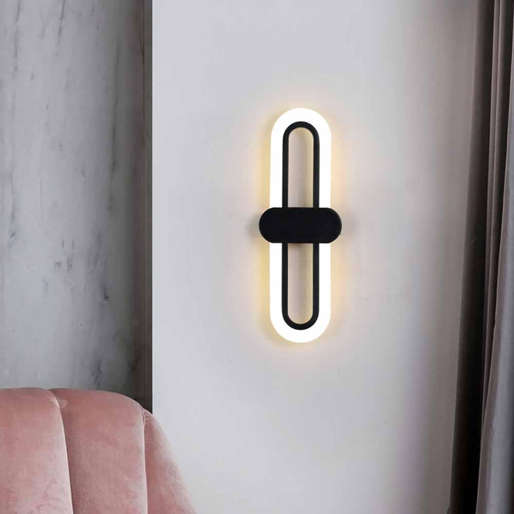 Kinkiet ścienny do sypialni 15 W LED Liniowy Złoty Długi pręt Oprawy oświetleniowe Łazienka Lustro Okrągły Owalny akrylowy pierścień Ściemniany w dół do sypialni