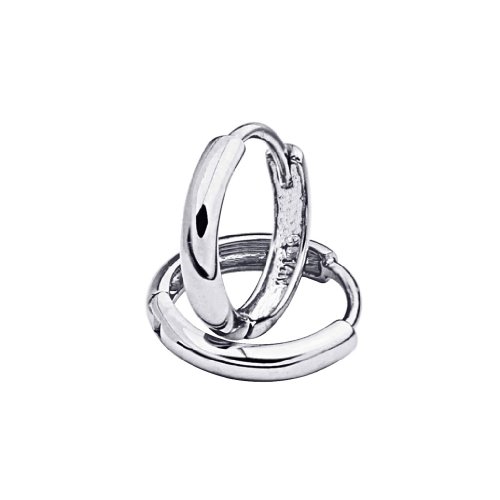 14k White Gold 2mm Thickness Huggie Earrings (10 x 10 mm) - Main Image