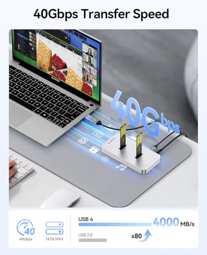 ORICO M.2 NVMe SSD Clone Enclosure, Dual Bay Aluminum Hard Drive Docking Station, 40Gbps USB 4.0 External SSD Enclosure, Offline Clone Dock for 2230/2242/2260/2280/22110 M.2 SSD (M240-C) — view 2