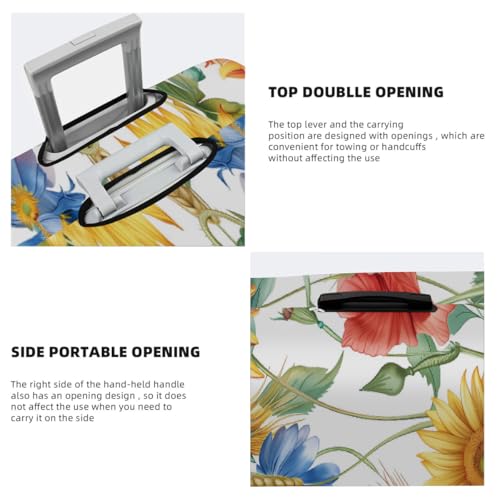 Sunflower Poppy Daisy Floral Stretchable Luggage Covers for Suitcase TSA Approved, Dust Proof and Scratch Resistant Travel Luggage Protector for Carry On (18-21 in)4