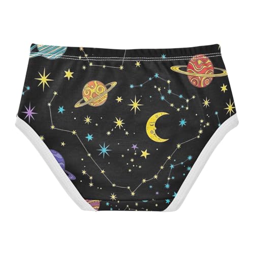 Girls Panties, Planets Black Toddler Panties, Cotton Girls Underwear, 2T–8 Years2