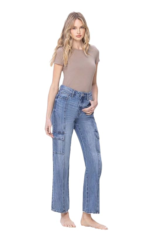 Vervet by Flying Monkey Women's High Rise Dad Cargo Jeans3