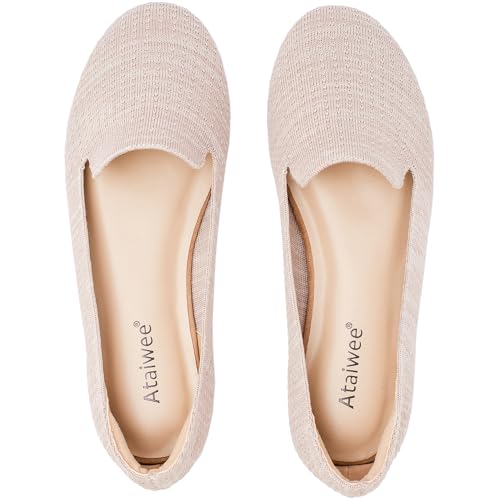 Image of Ataiwee Women's Wide Width Flat Shoes - Casual Round Toe Breathable Plus Size Comfortable Non-Slip Loafers.