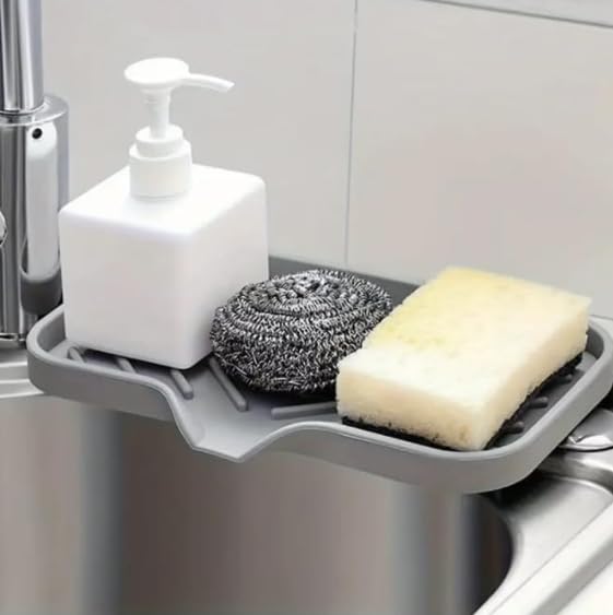 Image of Kitchen Sink Organiser & Sink Organizer for Kitchen Basin | Kitchen Organizer Items with Sink Drainer, Kitchen Soap Stand for Sink, Sponge Holder & Soap Stand for Kitchen Sink (SoapMat Small)