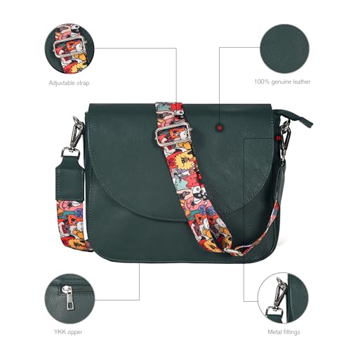 Image of Ozora Genuine Leather Crossbody Bag for Women, Adjustable Strap