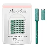 MelodySusie 50 Pcs Nail Drill Bits Small Sanding Bands with 3.1mm Mandrel Bit, 180 Fine Grit Nail File for Acrylic Nails Gel Manicures and Pedicure, Dark Green
