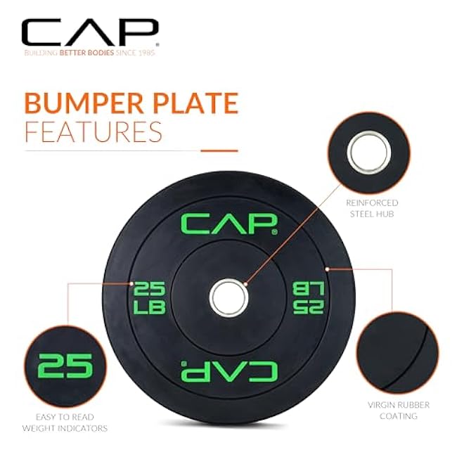 CAP Barbell 2-Inch Olympic Bumper Plate Weight Set | 100-370 lbs | Multiple Options