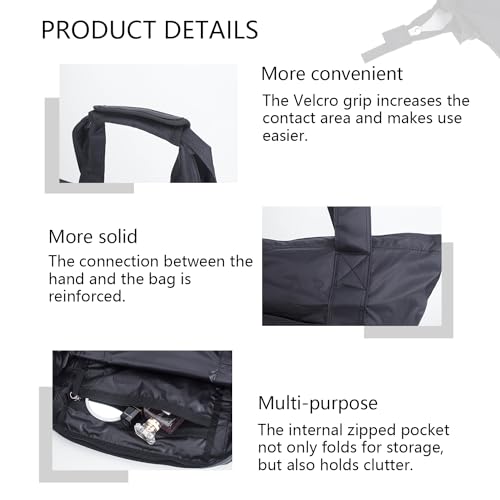 YONBEN® Nylon Handbag Totes Nylon Tote with Trolley Sleeve Compartments Large Capacity Travel Bag Zippered Foldable Shoulder Bag (Large)3