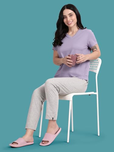 Image of TWIN BIRDS Women Cotton Textured Night Pant | Pyjama Loungewear Sleepwear
