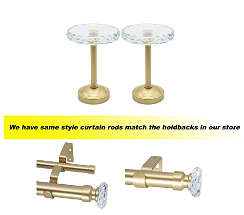 MERIVILLE Set of 2 Cut Crystal Window Drapery Medallion Holdbacks, Curtain Tiebacks, Wall Hook, Tassel Holder, Gold