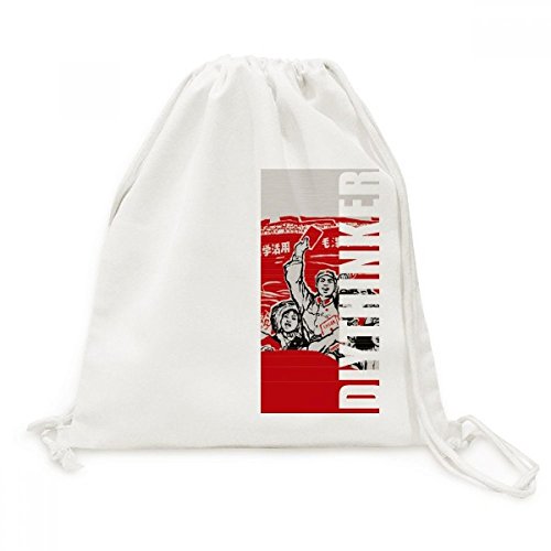 Drawstring backpack mao zedong sac de voyage en toile imprimée vintage