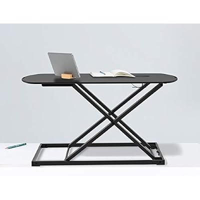 Bostitch Office Sit Stand Desk Converter, Height Adjustable Workstation Riser, Includes Wireless Charging Pad, Black (STND-3122BK)
