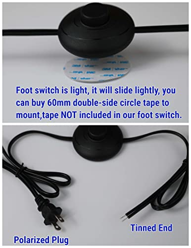 Image of 13.1ft /4m On /Off Extension Cord Foot Switch Pedal, Switch in Middle of Cord, 2-Prong Polarized Plug and Plug in Outlet AWG18 250VAC Step Switch Floor Lamp Christmas Tree Light Push Button