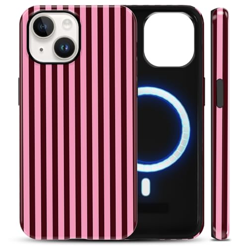 Coque protection iPhone 14 compatible MagSafe rigide TPU silicone rose femme