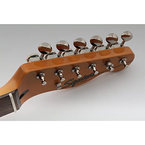 Musiclily Pro 6 Inline Vintage Hybrid Style Guitar Locking Tuners Tuning Pegs Keys Machine Heads Set For Squier Classic Vibe Strat/Tele Electric Guitar, Nickel With Oval Button #TOP6