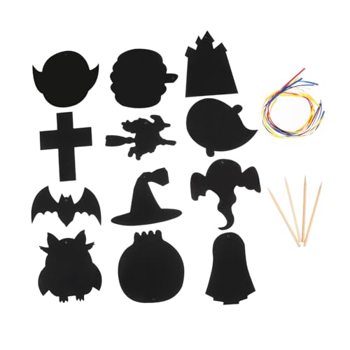 KOMBIUDA 12pcs Halloween Craft Cards Scratch Paper for Kids Easy to Use Perfect for Parties