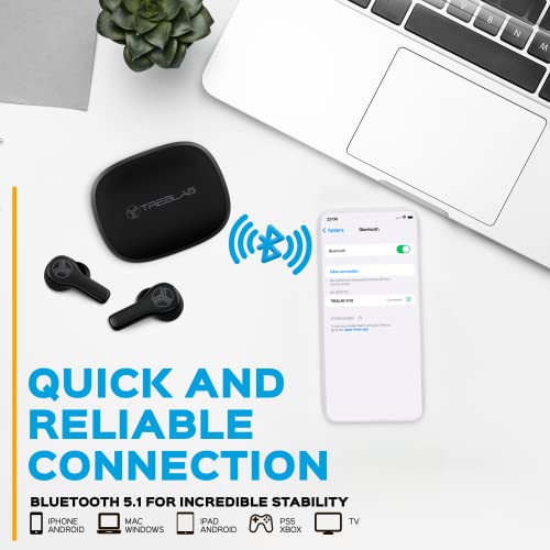 Treblab Wx8 - True Wireless Earbuds, Ipx8 Waterproof Earbuds With Up 28H Of Play Time, Bluetooth 5.1, Touch Control And Noise Isolation, Includes Charging Case W/Wireless Charging, Usb-C Port(Renewed) #TOP6