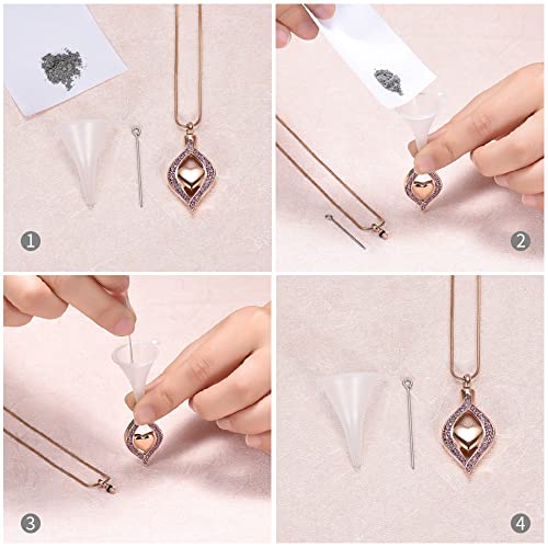 Pet Paw Print Cremation Jewelry for Ashes for Dog/Cat Funeral Memorial Urn Necklace Ashes Holder Keepsake Cremation Urn Pendant (Rose Gold-Purple) - Image 4