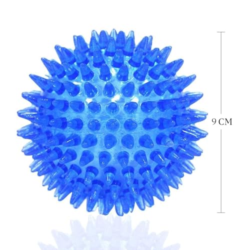 Image of Dog Toy Super Durable TPR Rubber, Ultra Light, Strong & Bouncy| Chew Toy for Dogs and Pets|Durable Natural Rubber Spiked Ball Toy|Chew and Teething Toy for Dogs and Puppies (Blue)
