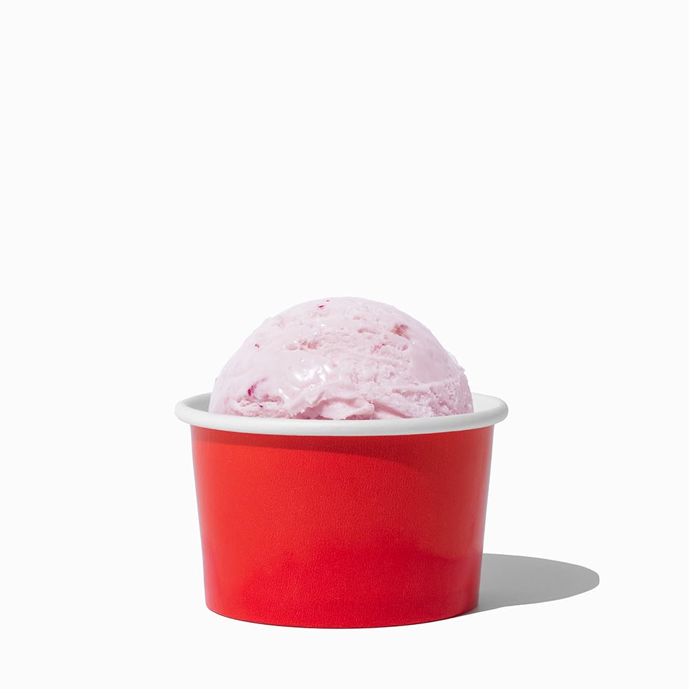UNIQ 1000-Count 4 oz Paper Ice Cream Cups Red Color | Disposable Dessert Bowls for Ice Cream, Yogurt, Gelato | Frozen Dessert Supplies