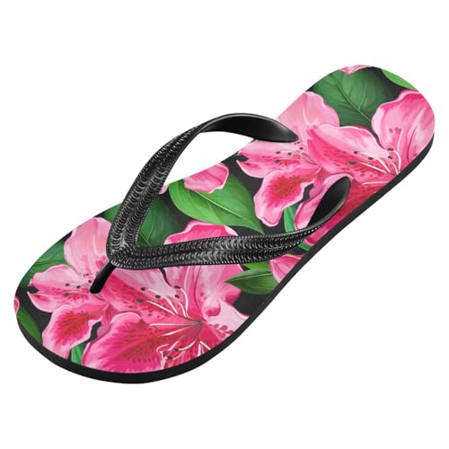 Sinestour Azalea Flowers Pink Flip Flops for Beach Thong Sandals Anti-slip Lightweight Flat Slippers for House Indoor Outdoor2