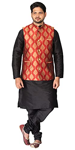 Image of Men's Silk Kurta Pajama Jacket /Waistcoat /Blazer Set