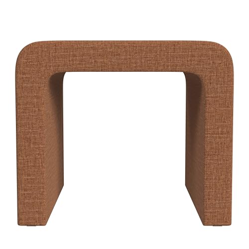 Image of HomePop 22 inch Modern Arch Chenille Ottoman - Orange Rust
