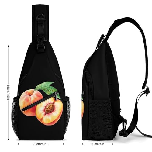 Peach Watercolor Fruit Crossbody Sling Backpack Casual Chest Bag Fanny Pack for Women Men Travel Hiking2