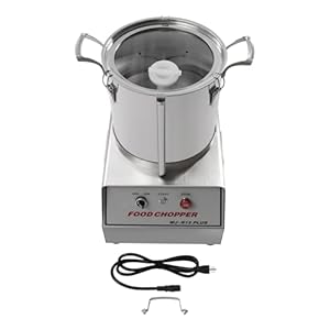 Food Chopper, 15L/15.8Qt 110V 1400W 1400RPM Stainless Steel Food Processor Commercial Electric Food Cutter w/S-shaped Blade and Power Cord for Vegetable Fruits Grains Peanut Ginger Garlic