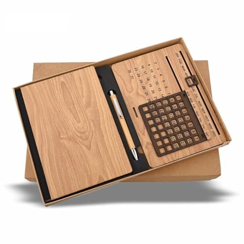 Giftana 3 in 1 Diary with Pen and Wooden Lifetime Calendar Desk G...