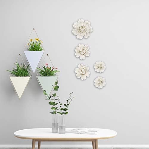 Liucogxi JH2568 5 Pcs Ceramic Flower Wall Decor Handcrafted 3D Hanging Porcelain Flowers Wall Art Ceramic Peony White Sculpture thumb #2