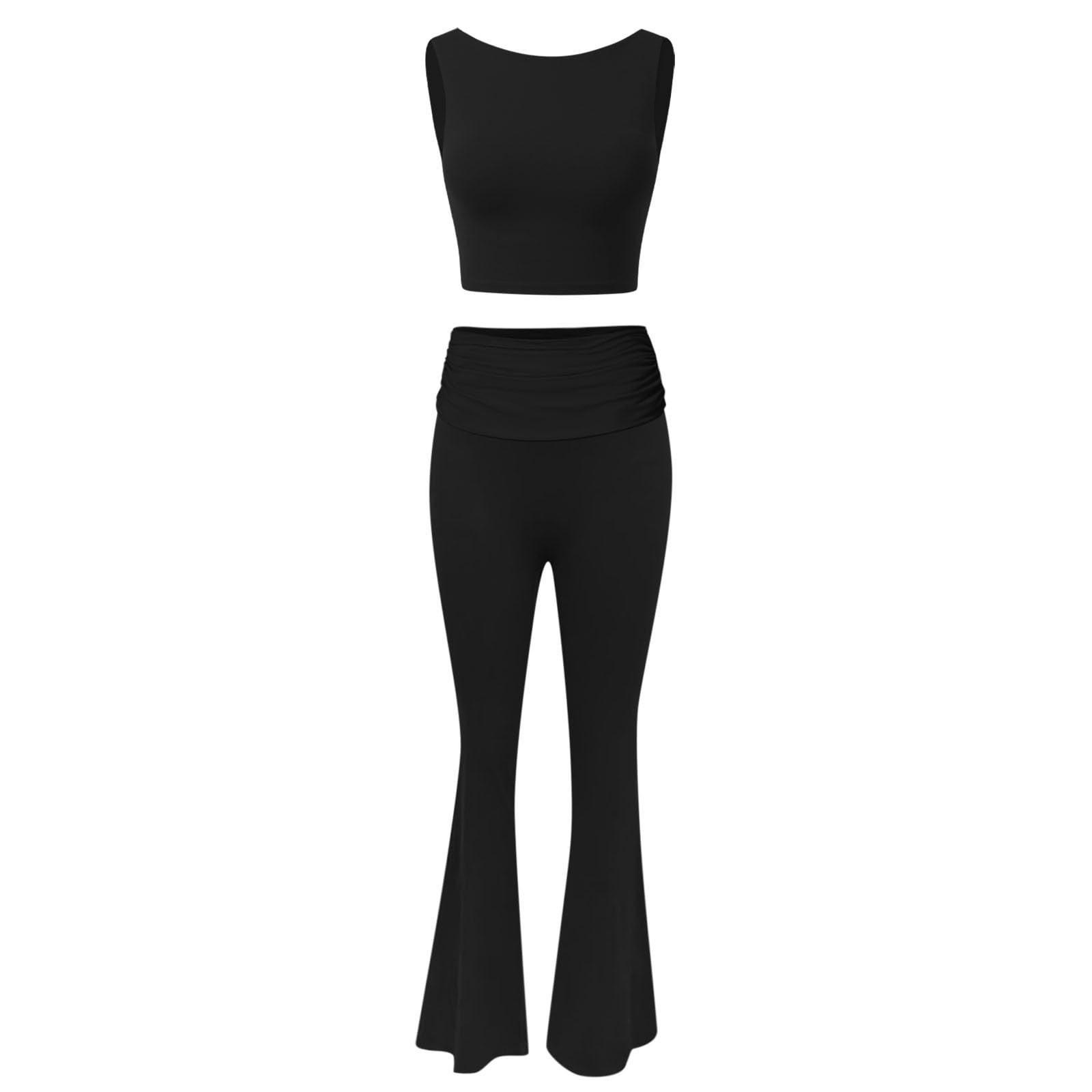 Survêtement pour femme - Baggy - Grandes tailles - Deux pièces - Long - Élégant - Pour l'été - Survêtement de loisirs - Yoga - Taille courte - Pour la maison - Tenue de loisirs - 2 pièces
