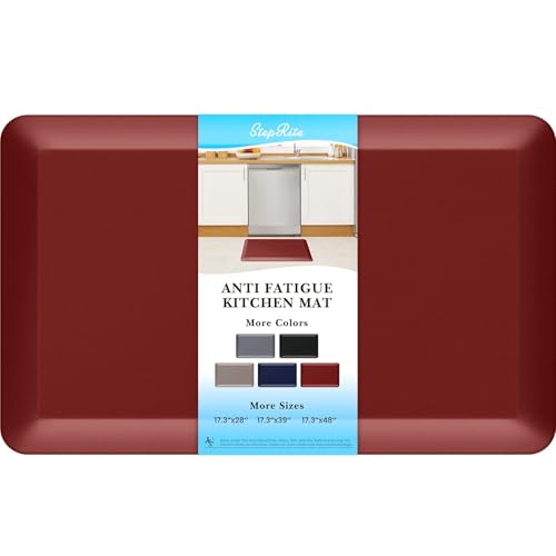 Image of StepRite 4 /5 Inch Thick Kitchen Mat Anti Fatigue Mat Kitchen Rugs Kitchen Decor Non-Slip, Stain & Water Resistant, Kitchen Mats Desk Mat for Kitchen, Office, Workshop, Red, 17'' x 28''