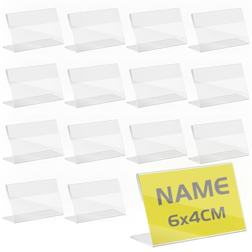 TAPKUA Expositor Metacrilato Transparente, Soporte de Escritorio, Porta Precio de Etiqueta para Oficinas Comercios Supermercados Restaurantes (50 Piezas   6x4cm)