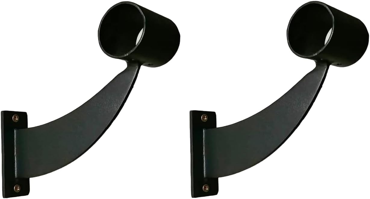 Collared Ballet Brackets Single (Pair) Fixed Height Wall Mount Ballet Barre 2 Brackets Included for 1.5" to 1.67" Diameter for Wooden Ballet Barre Dowels (Black Premium Edition)
